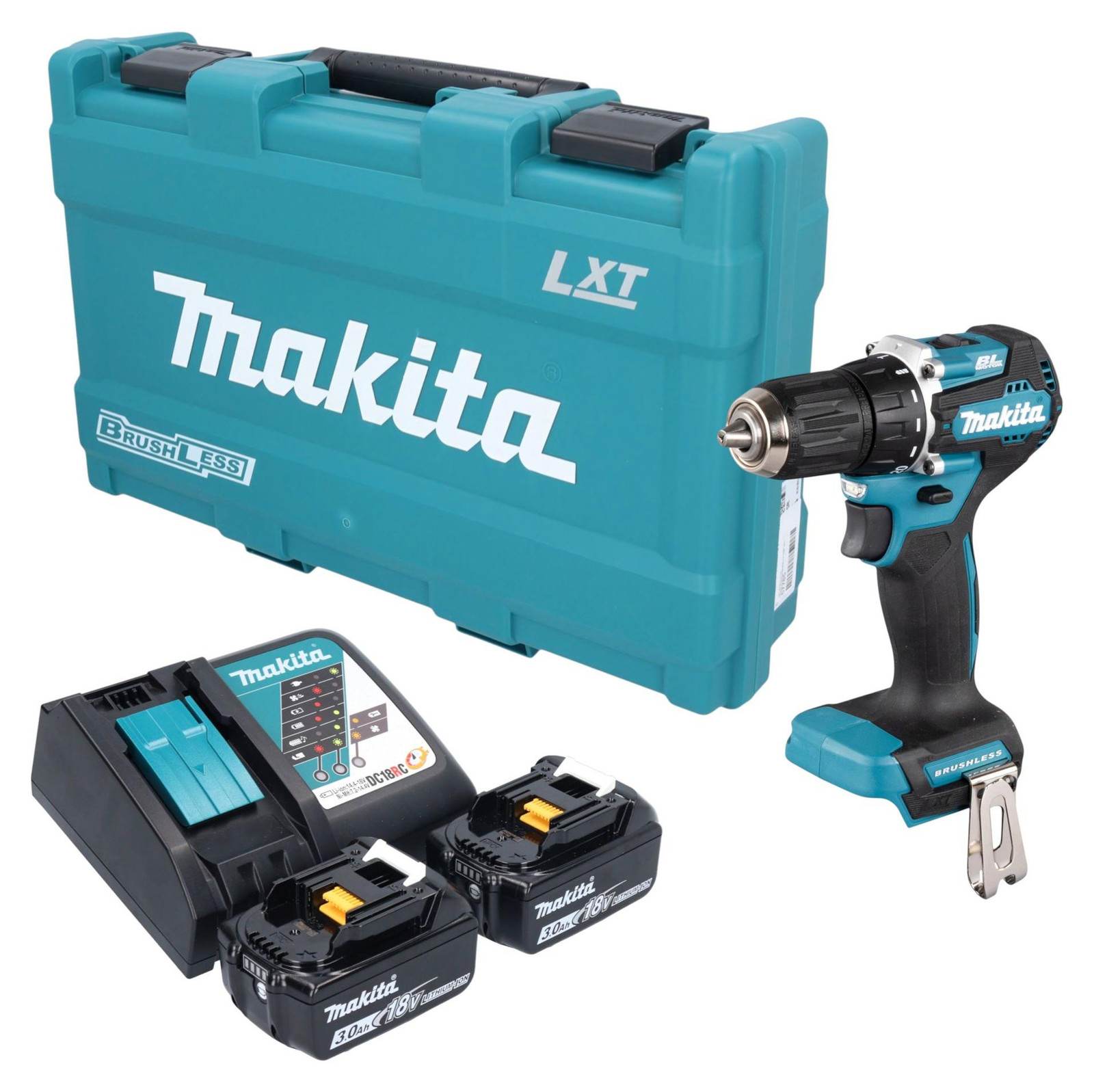 Makita DDF 487 RFK accuboormachine 18 V 40 Nm borstelloos met 2x 3,0 Ah accu en oplader in koffer
