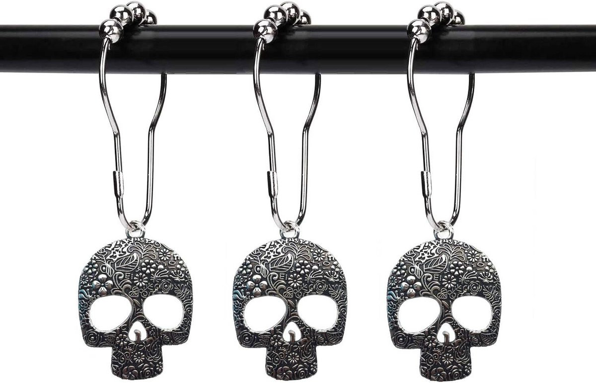 Set van 12 decoratieve douchegordijnhaken van roestvrij staal
