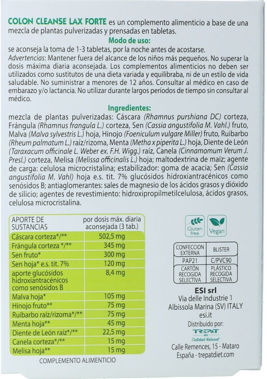 ESI Colon Cleanse Lax Forte 15 Tabletas Viaje