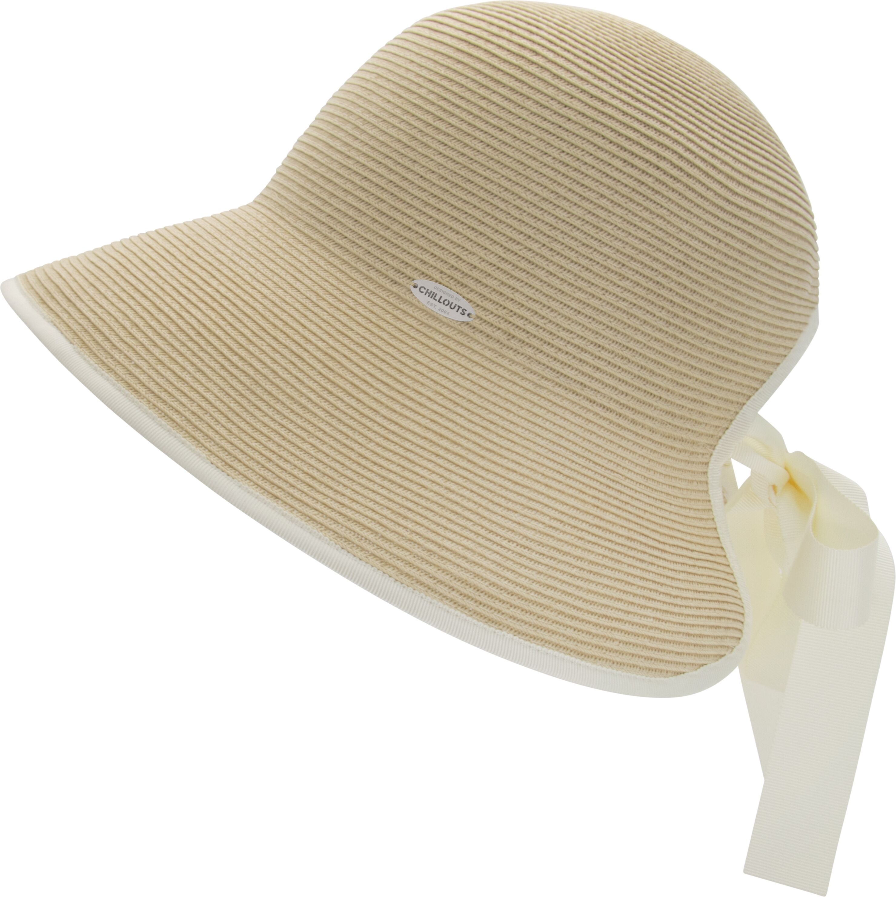 Sonnenhut CHILLOUTS "Red Oak Hat", Damen, Gr. S, beige, Obermaterial: 100% Papierstroh, Hüte Sonnenhut, Femininer Sonnenhut mit Schleife am Hinterkopf beige S
