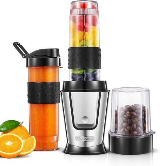 HOUSNAT Smoothie Maker Mixer To Go met 500W Motor en 2 RVS Flessen van 570ml