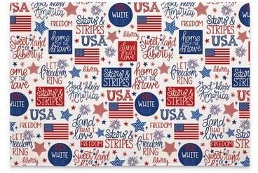 FirstDawn Home of the Brave 4-Pack Poly-Cotton Blend Placemats Manufactured in The USA Machine Washable Dryer Safe