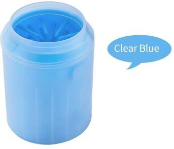 Inspired Living CleanPaws Portable Dog Paw Cleaner Cup With Soft Silicone Brush For Dogs & Cats blue s 5.5x7.2x9.3cm