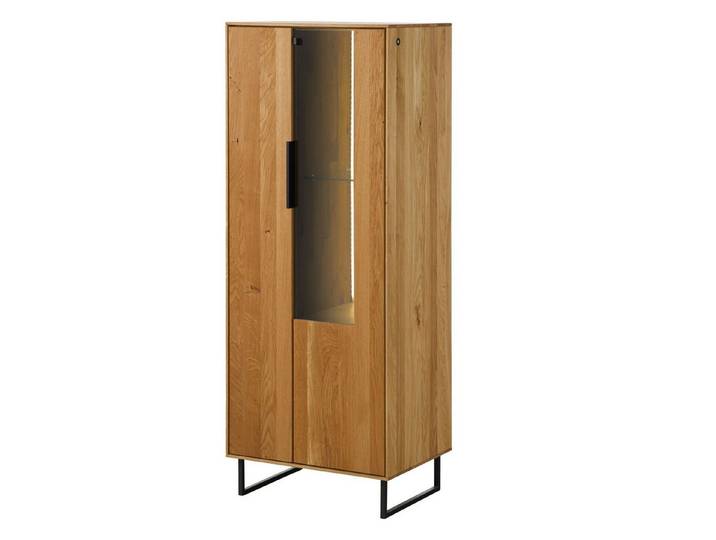 Massivmoebel24 Highboard LINDAU Wildeiche Massivholz natur (Massivholz teilmontiert 53 kg LINDAU #15), Wildeiche 55x43x145 cm natur geölt