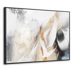 LEINWAND Bilder mit Rahmen - Luxus - Abstrakt - Gold - Weiß - 100x70