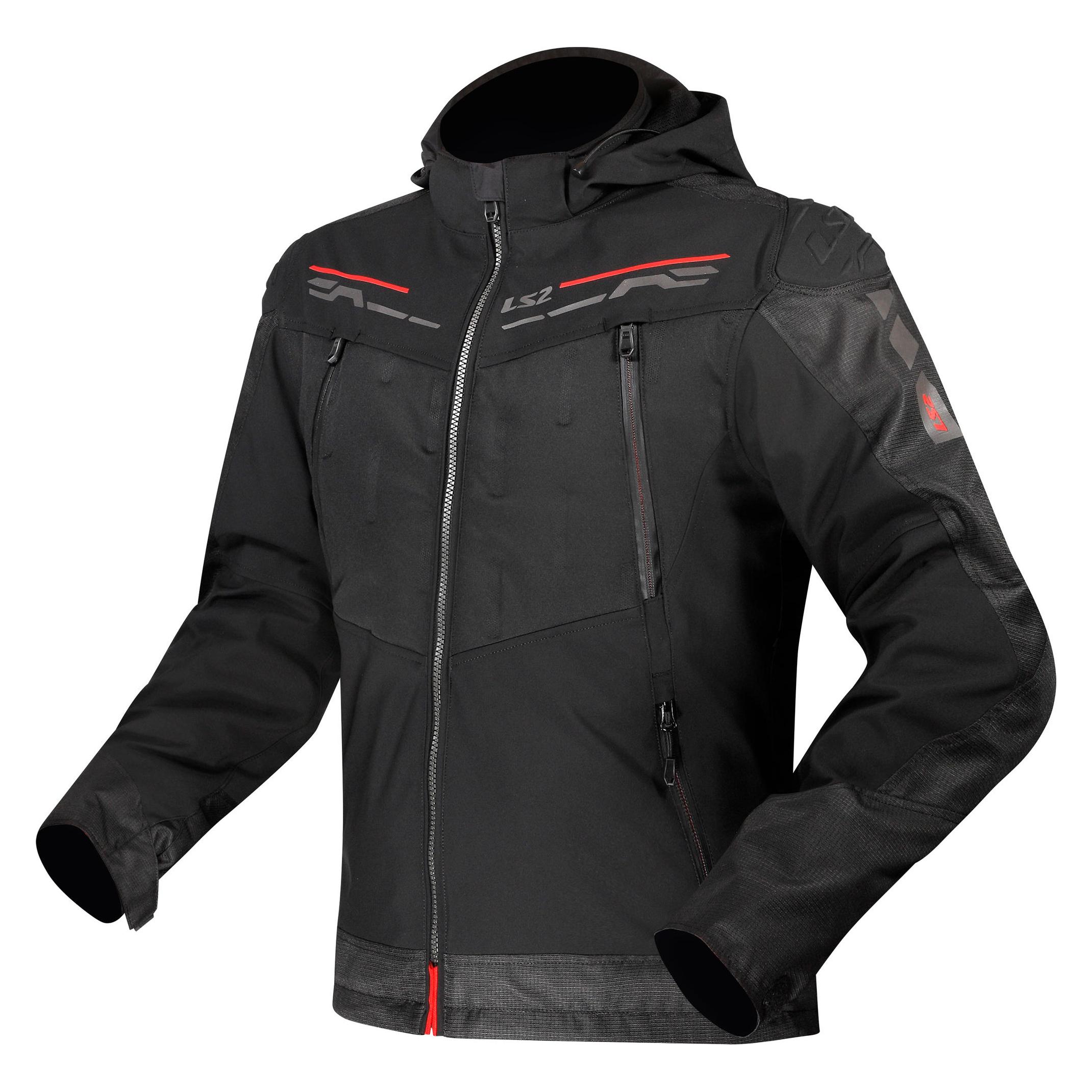 LS2 Jacke Zirconium Herren Schwarz/Rot Gr. L (Herren, L) (64280W0132L)