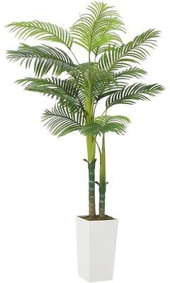 YUN 6ft Artificial Palm Tree with White Planter, Realistic Faux Tropical Floor Plant for Home Decor - 180CM