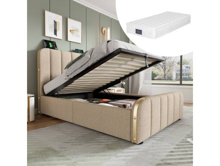 Design solide et sécurisé lit simple couleur beige idéal pour maison salon chambre décoration intérieure