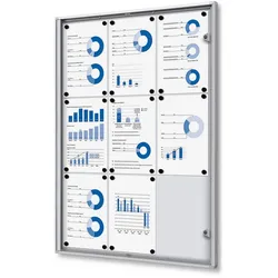 Schaukasten 9x A4 Alu silber Infokasten magnetisch Innen 9xA4 Schaukasten