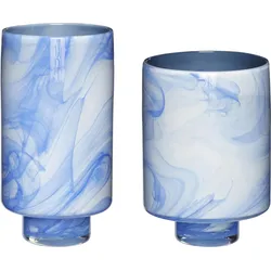 Hübsch Vasen blau-weiß aus Glas 2 St.