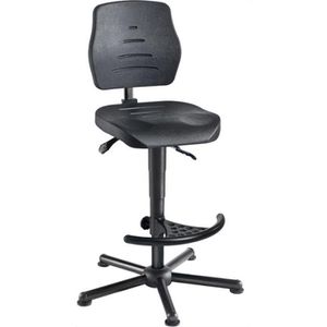 meychair Arbeitsstuhl W15-25-H-PU-FS3,XXL, schwarz, Bodengleiter & Fußablage, PU-Schaum, bis 250 kg