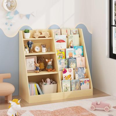 Kodotan sofa Kids Bookshelf and Toy Storage Organizer, Multifunctional 4 Tier Wooden Kids Book Shelf with Bookcase Display Stand