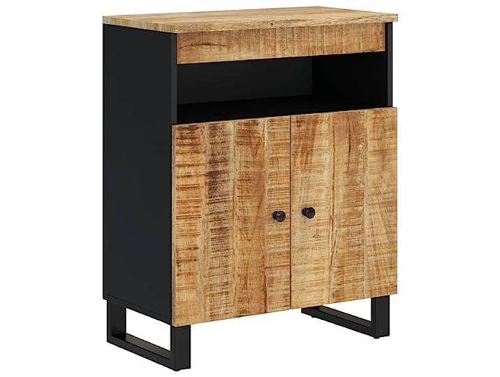 PUGYNBK Sideboard mit 2 Türen, Massivholz, mit Griff, 60 x 33 x 75 cm Robuste Eisenbeine, geräumige Aufbewahrung, vielseitige Oberfläche zur Dekoration