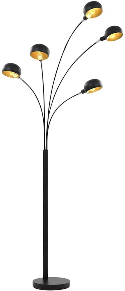 vidaXL Lámpara de pie negro y dorado 5 x E14 200 cm Negro