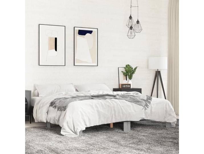 Bed Frame Grey Sonoma 200x200 cm Engineered Wood and Metal bed guest bed double bed bedroom furniture bed base 3280220