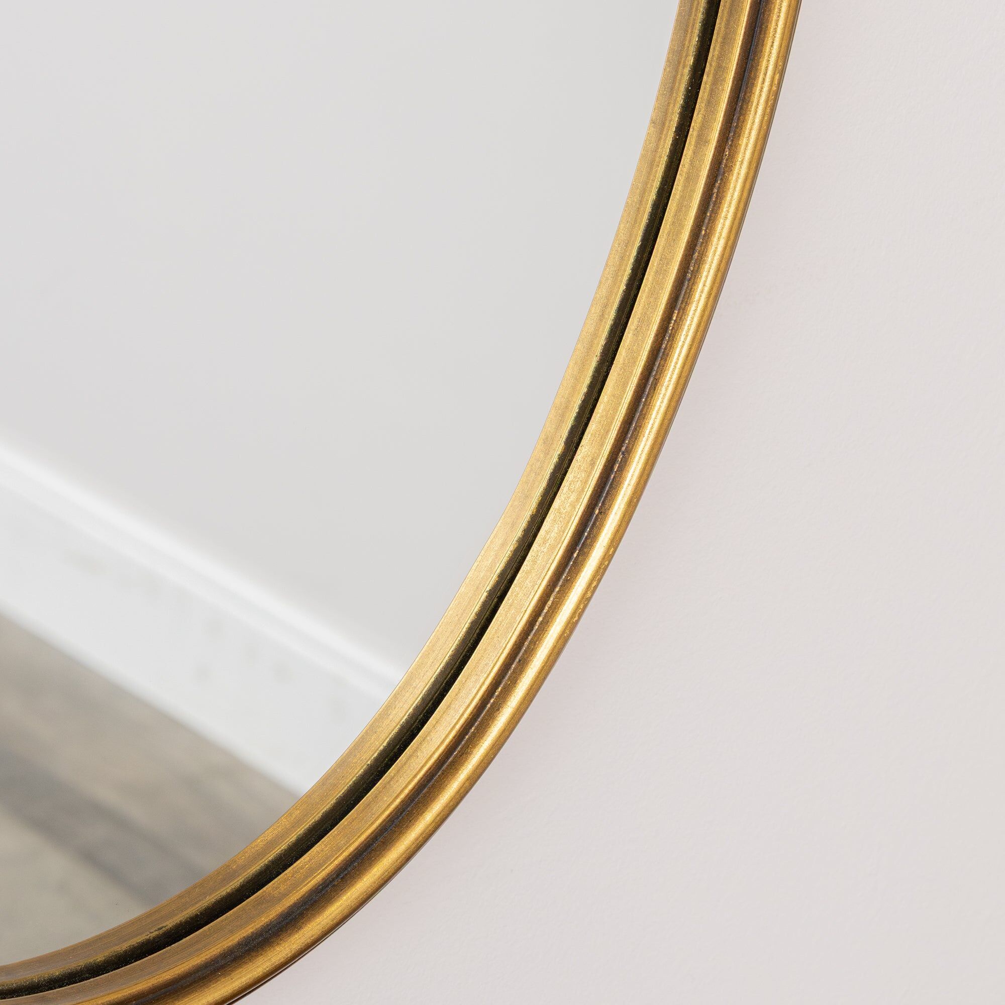 Gold Oval Metal Framed Wall Mirror - 60cm x 40cm Wood, Metal, Glass