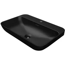 Steinberg Serie 449 Wand-Waschtisch, 1 Hahnloch, mit Überlauf, 600x400x120mm, Mattweiß, 4497300S, Farbe: Mattschwarz