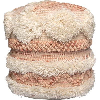 Pouf KAYOOM "Bohist 225 35cm x 35cm, Strukturen mit Fransen und Quasten", rosa (rosa, creme), B:35cm H:35cm T:35cm, Baumwolle, Vlies, Poufs, Pouf, handgefertigt, Unikat, sehr gut kombinierbar, vielfältig im Einsatz
