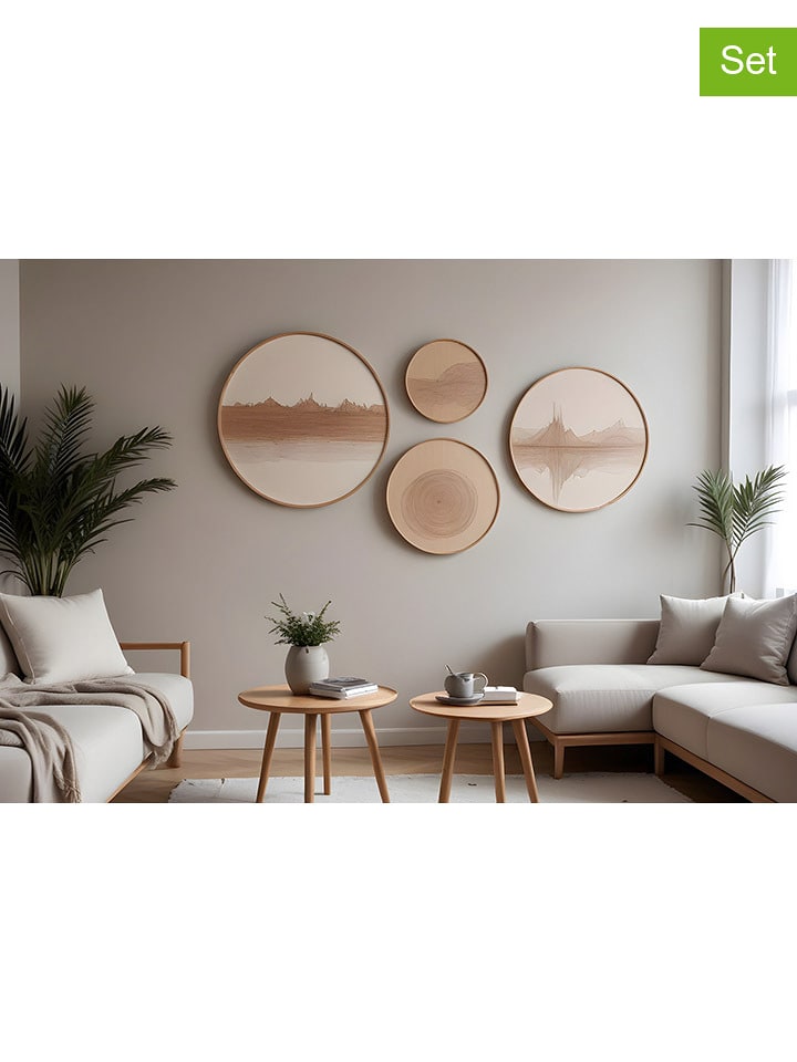 ABERTO DESIGN 4er-Set: Gerahmte Holzkunstdrucke - onesize