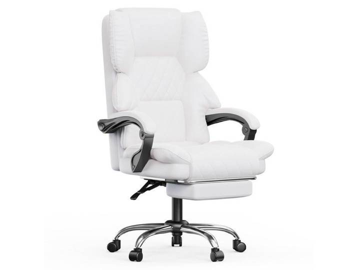 BIGZZIA Chaise de Bureau - Fauteuil Bureau Inclinable à 135° - repose-pieds - Cuir PU - Réglable en Hauteur - Capacité 150kg -