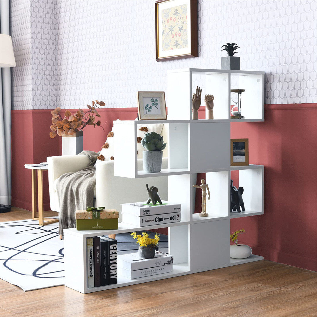 Ebern Designs Catinia 109 cm H x 120 cm W Ladder Bookcase White