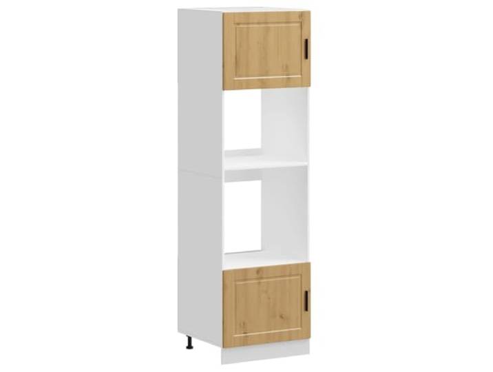 KUPTYERFG Herdumbauschrank 2 STK 60x57x207 cm Artisan-Eiche Holzwerkstoff Kompaktes 2er Set für die Küche: Optimaler Platz für Backofen und Mikrowelle mit höhenverstellbaren Füßen.