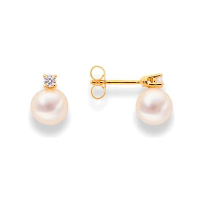 Perlenohrringe DI PERLE, gold (weiß), Ohrringe, Damen, Damen (mm )