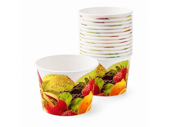 COFI 1453 Einwegschale Eisbecher Fruchtmotiv 100–500 ml, (Spar-Set, 1000-tlg), Platzsparend ineinander stapelbar
