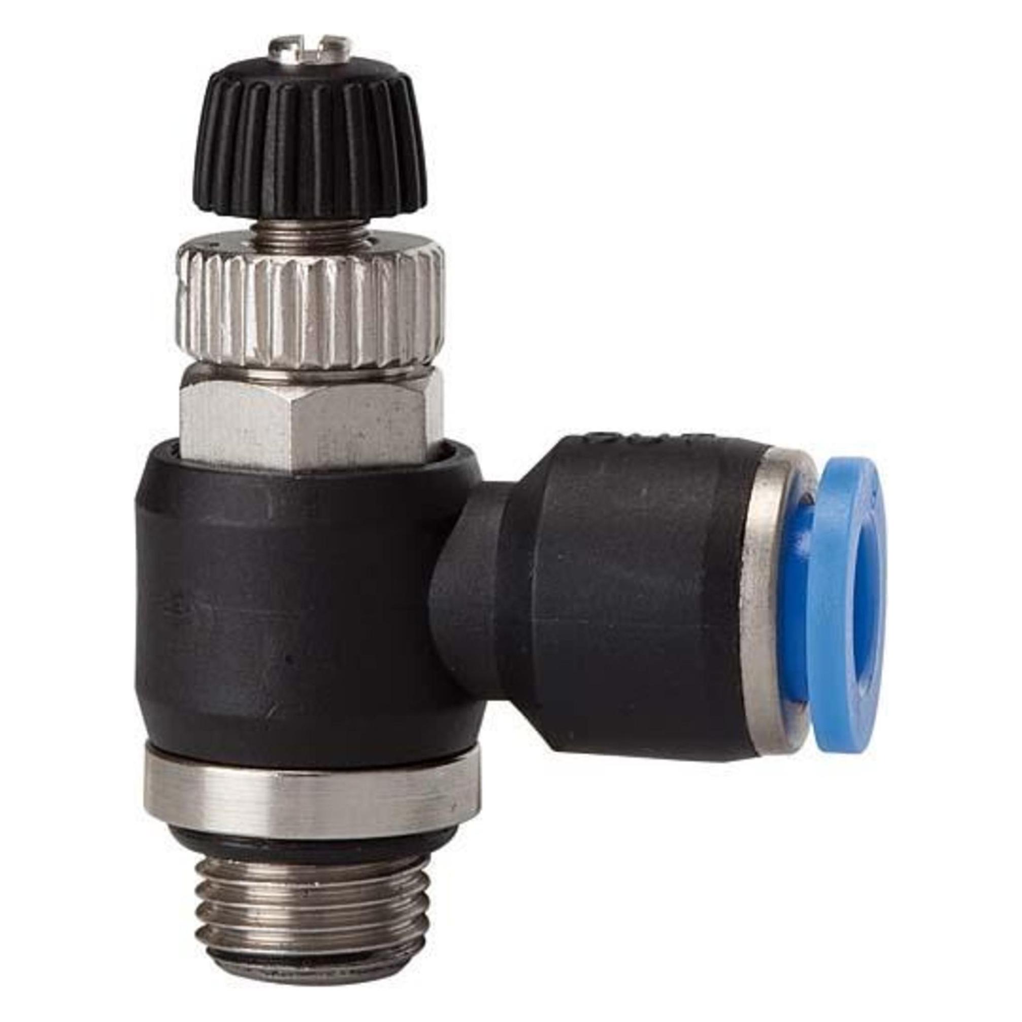 Riegler 110018 Drosselrückschlagventil "Blaue Serie", Abflussdrossel, G 1/4 o. (4047322201599)