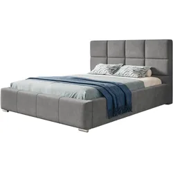 POLSTERBETT Rom, 120x200 cm, mit Bettkasten und Lattenrost aus Holz, Velourstoff, Farbe: Grau