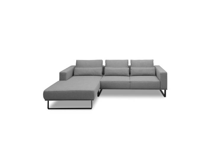 Musterring JustB! PM100 Ecksofa optional mit motorischem Sitzvorzug - Flachgewebe Mono grey - 292 x 185 - automatische Sitztiefenverstellung - inkl. Nierenkissen automatische Sitztiefenverstellung Modern, Zeitlos