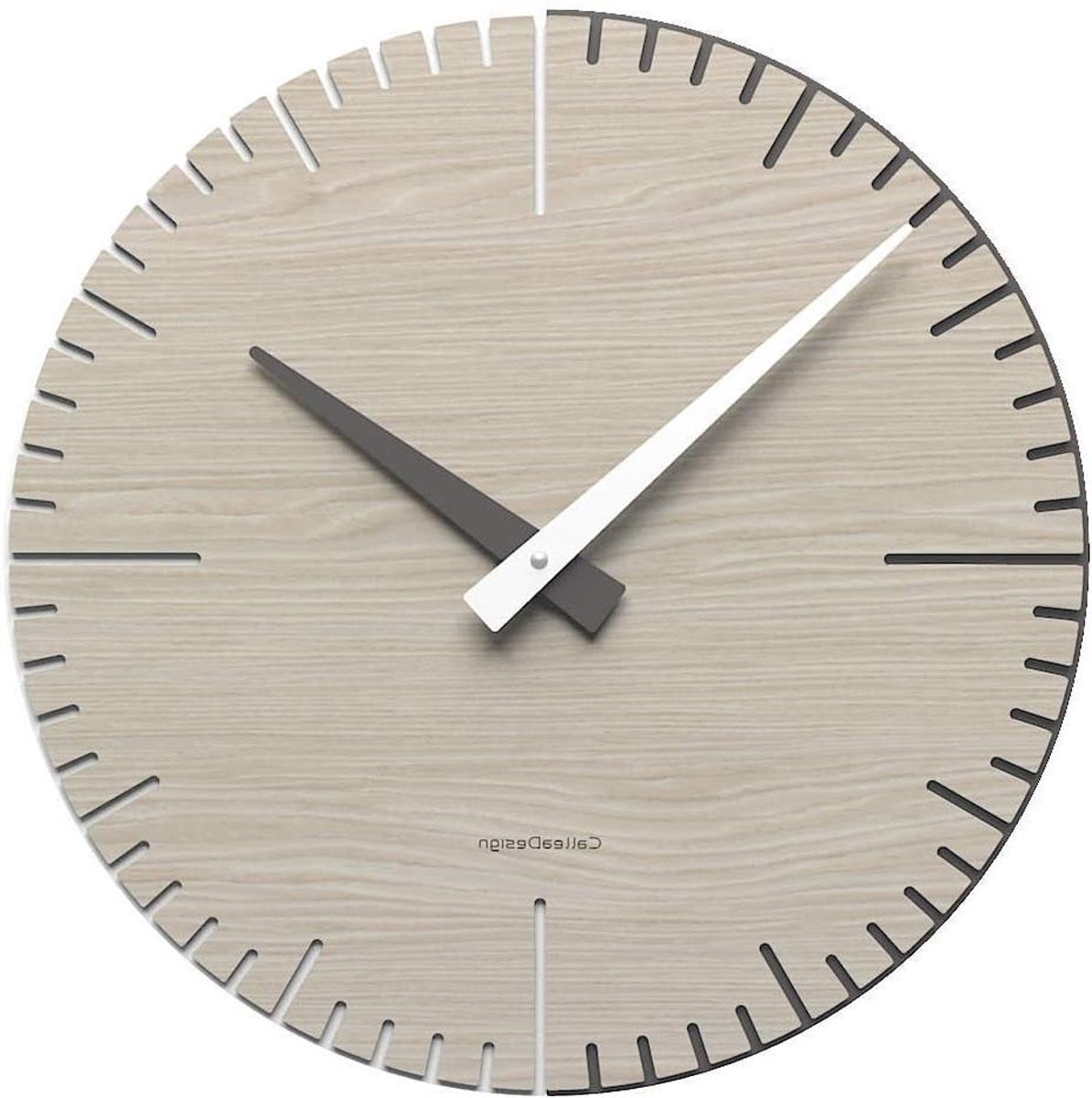 Oak Wandklok Wit Grijs met Stille Duitse Uurwerk - Diameter: 36 cm
