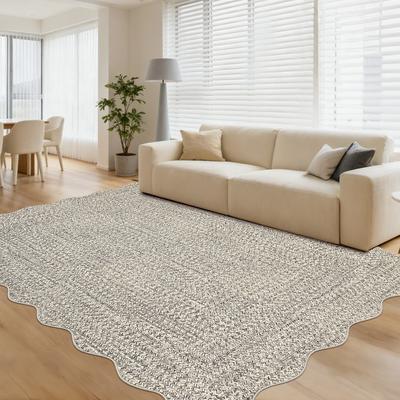 "Garvee Modern 8'X10'Area Rug,Scalloped Border Braided Print Low Pile Rug - 2'3"" x 12' Runner"