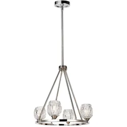 Kronleuchter Deckenlampe Pendelleuchte LED Lampe Glas Nickel D 53,7 cm