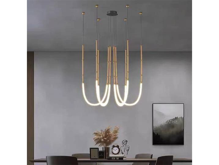 Leda-Lustre à tuyau métallique incurvé, lampe linéaire noire pour salon, table centrale, lampe design, décoration d'intérieur, é