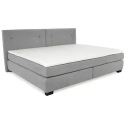 Boxspringbett Family 240 x 200 cm Stoff Grau Hellgrau