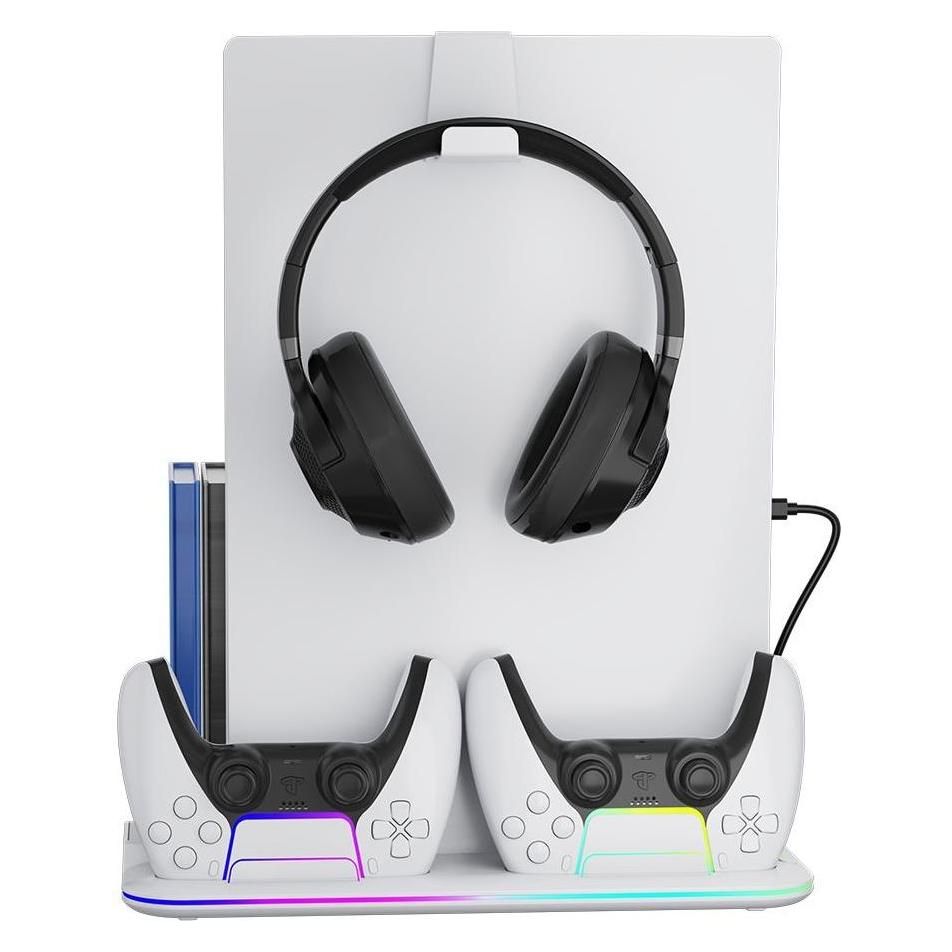Canyon CS-51 - multifiuctional stand for PS5 Slim - with cooling - charging 2 x gamepad - black (PS5) (CND-CSPS5W-1)