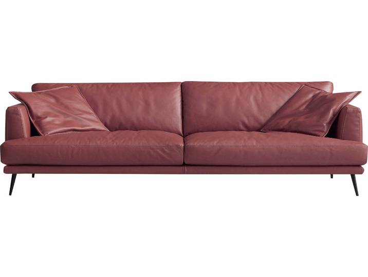 2,5-Sitzer EGOITALIANO Sophia, Designsofa mit extrakomfortablem Sitzkomfort, Breite 214cm , rot (kirschrot), B:214cm H:77cm T:96cm, Leder BULL (Echtes Rindsleder). Geschliffenes, pigmentiertes und behandeltes Rindsleder mit einer Dicke von 1, 3-1, 5 mm. Es handelt sich um ein weiches, geschütztes Leder. Eine leichte Deckschicht schützt sie vor Flecken, ohne ihre ursprünglichen Eigenschaften zu verändern. Dieses geschützte Leder kombiniert die Vorteile von Natürlichkeit und Weichheit mit einer guten Beständigkeit gegen Verschleiss und Ausbleichen. Das Vorhandensein der charakteristischen Zeichen, die das Leben des Tieres bestimmen, wie Narben, Körnungsunterschiede, Falten, Adern, Disharmonien in Farbtönen, beweisen ihre absolute Echtheit und grossen Wert., Sofas, 2 5-Sitzer, Daunenfederung, inkl. 2 Kissen
