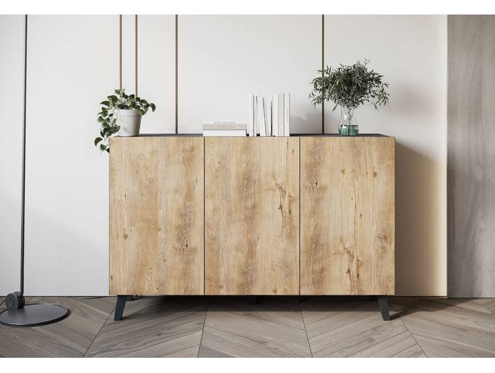 Sideboard HOME AFFAIRE SIDEBOARD PHUKET II, Stilvolle, grifflose Kommode, Breite 120cm , braun (matera anthrazit, kastanie breslau), B:120cm H:39cm T:39cm, Sideboards, Sideboard, Mit 6 Fächern und höhenverstellbaren Einlegeböden