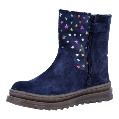 Stiefel RICHTER "Anna", Mädchen, Gr. 28, blau, Veloursleder, Schuhe Stiefel, Winterboots mit Glitzersternen, Größenschablone zum Download