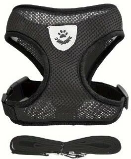Uplifted Finds Escape Proof Breathable Mesh Cat Harness black l