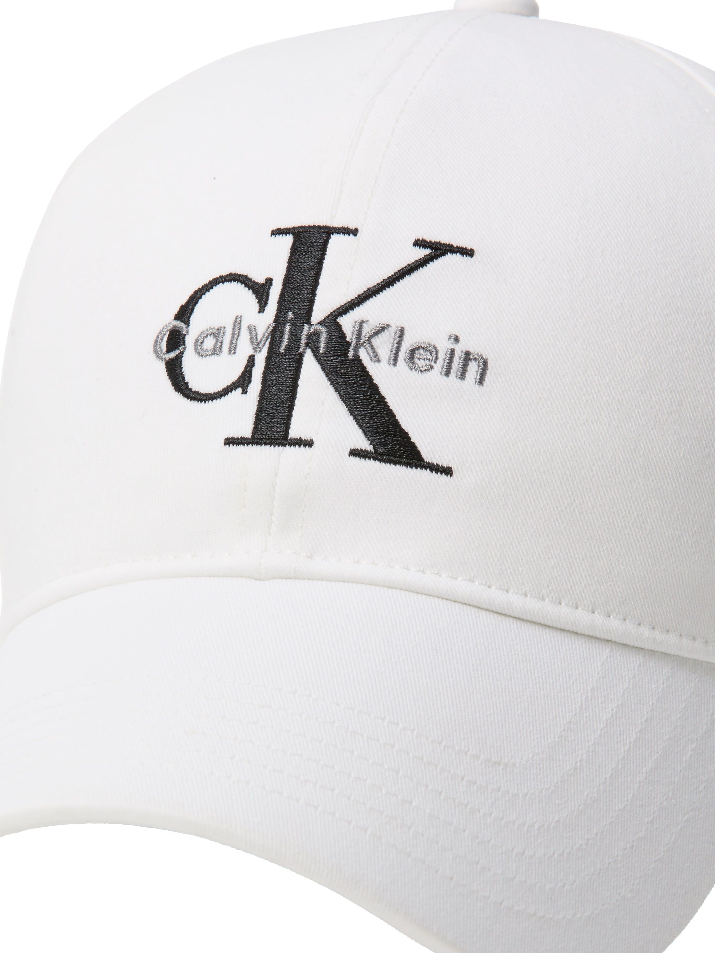 Baseball Cap CALVIN KLEIN "MONOLOGO EMBROIDERY BASEBALL HAT", Damen, weiss (hellweiß), Web, Baumwolle, Caps Baseball Cap, Mit festem Schirm hellweiß Einheitsgröße