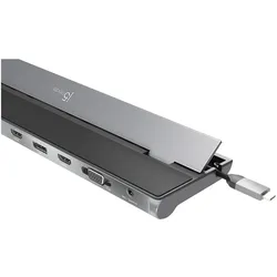 j5Create JCD543P USB-C™ Triple Display Docking Station with 100W PD Adapter, Wired, USB 3.2 Gen 1 (3 (USB-C, 13 Ports), Dockingstation + USB Hub, Silber