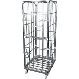 HMH Rollbehälter mit Klapptür, Nutzhöhe 1660mm, verzinkt, Stahlbodenplatte 710 x 800mm, 4-seitig