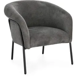 Sessel Camila aus Stoff, modernes Design, Dunkelgrau, gepolstert und mit Metallgestell