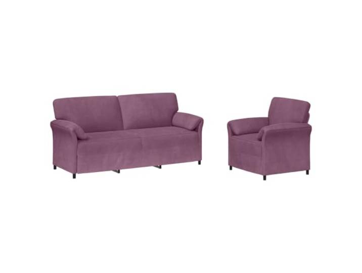 PUGYNBK Sofa aus violettem Samt, 2-teilig, Metallrahmen Sauberes Liniendesign, Schaumstofffüllung, gemütliche Rückenlehne, geschwungene Arme, einfache Montage, einfache Pflege