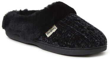 Women's Claire Cable Knit Chenille Clog by Dearfoams in Black (Size L M)