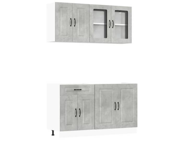 Kalmar Küchenschrank-Set, 4-teilig, Holz Verstellbare Füße, mehrere Fächer, glatte Oberfläche, Wandbefestigung, einfache Wartung