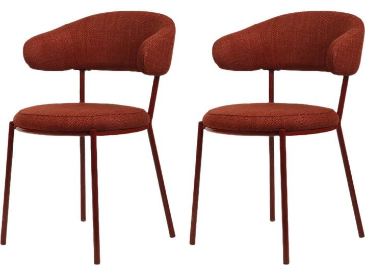 Rebecca Mobili Stühle Rebecca Mobili Talong 80,5x47,5x57,5 Polyestergewebe Stahl Rot Modern SET 2 Stück