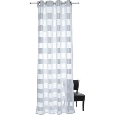 Vorhang DECOLIFE "Ella" Gr. 1, weiß, B:135cm H:245cm, Voile, Polyester, Gardinen, HxB: 245x135, Ösen-Vorhang mit Querstreifen